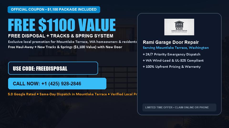 FREE Old Door Haul-Away & Heavy-Duty Tracks in Mountlake Terrace, WA - Rami Garage Door Repair